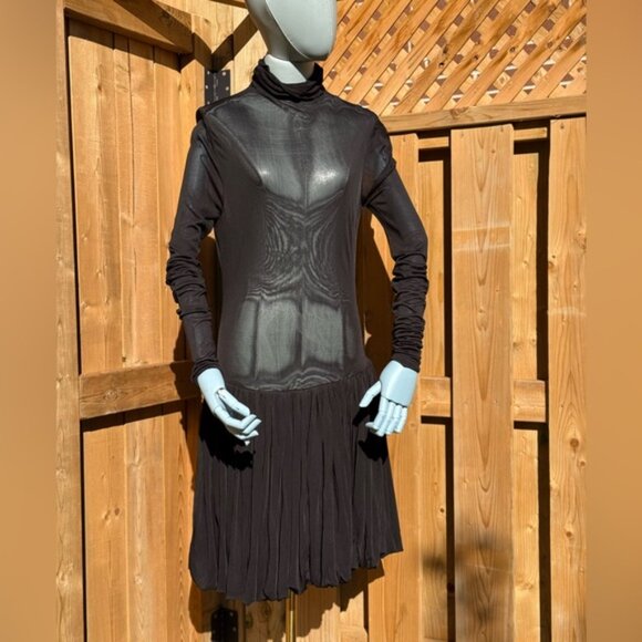 🆕 RAT & BOA 🧿 NWOT Lui Sheer Mesh Long Sleeve Mini Dress, Black - Sz L - Picture 3 of 16